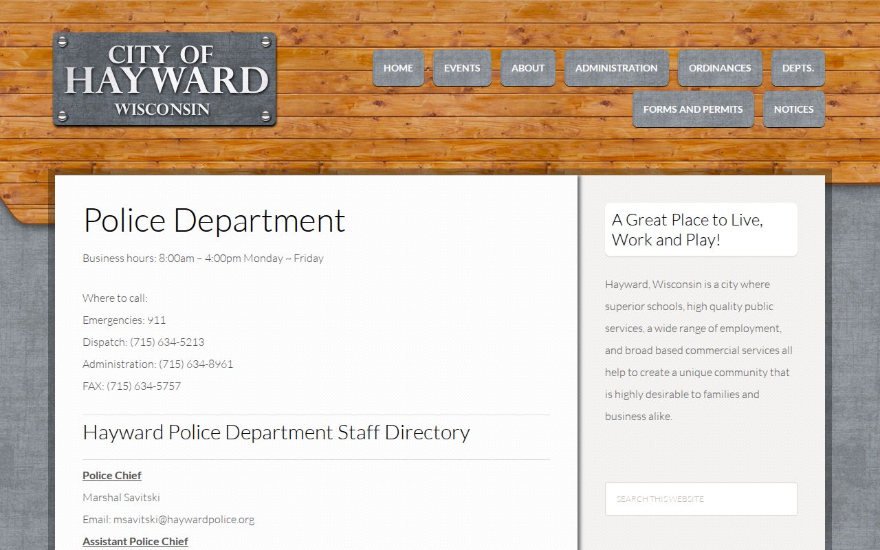 Sawyer County arrest history City of Hayward Police records instructions