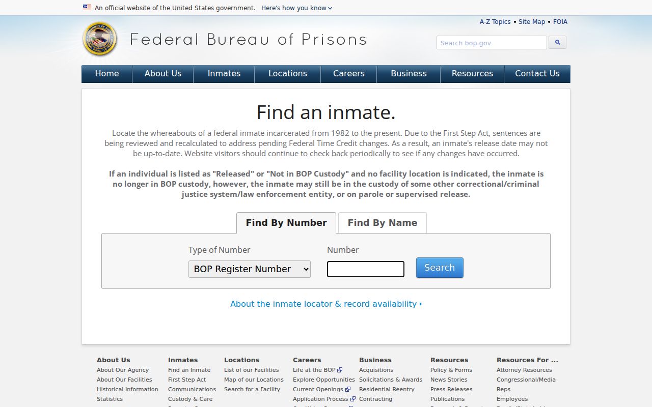 Sawyer County criminal history check using the federal inmate locator