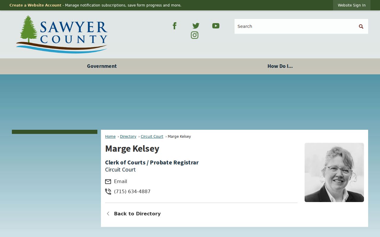 Sawyer County criminal court record access through the clerk in Hayward